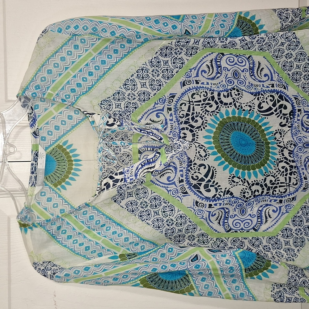 Athleta lightweight bathing suit cover-up - M -blue/green boho medallion mandala - Picture 3 of 7